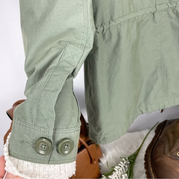 COLUMBIA Cotton Blend Spring/Fall Jacket Sage Green with Brown Leather Detail - Picture 8 of 16